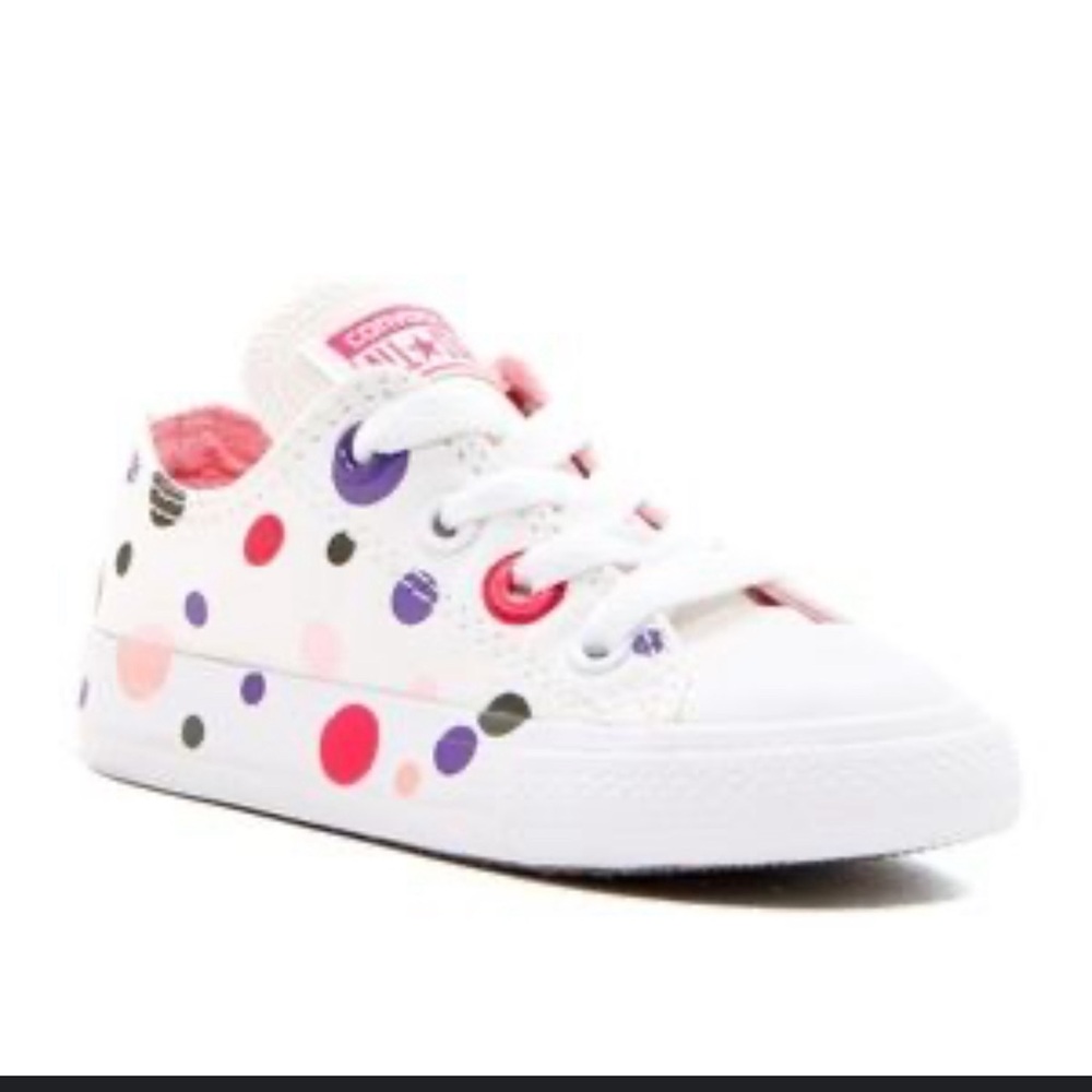 Converse Chuck Taylor All Star Polka Dot Shoes White Purple Pink Canvas Sneakers